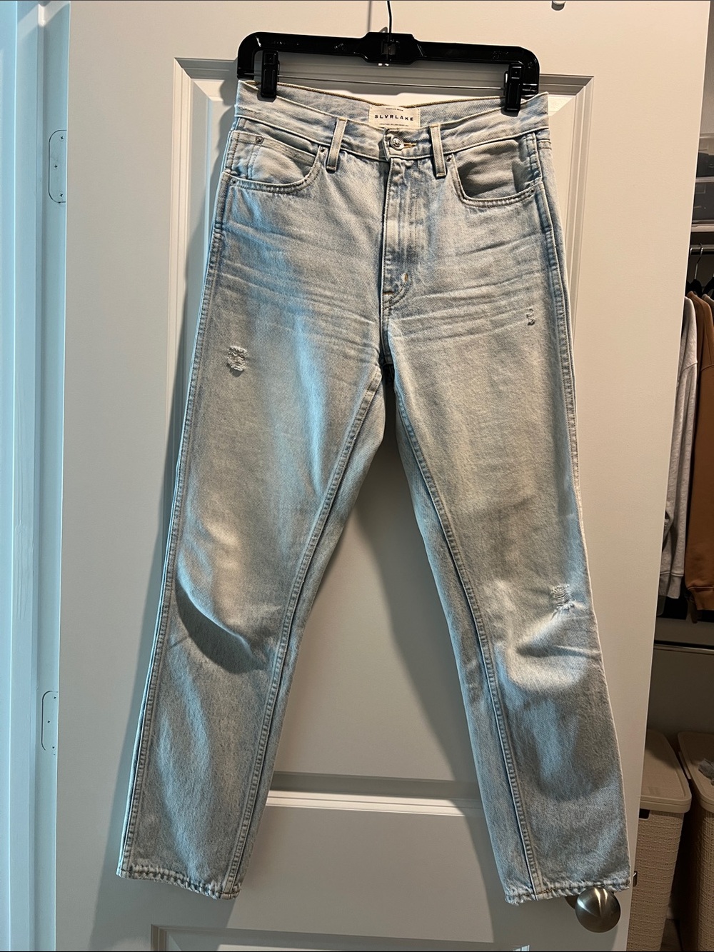 SLVRLAKE High-Rise Light Wash Straight Jeans